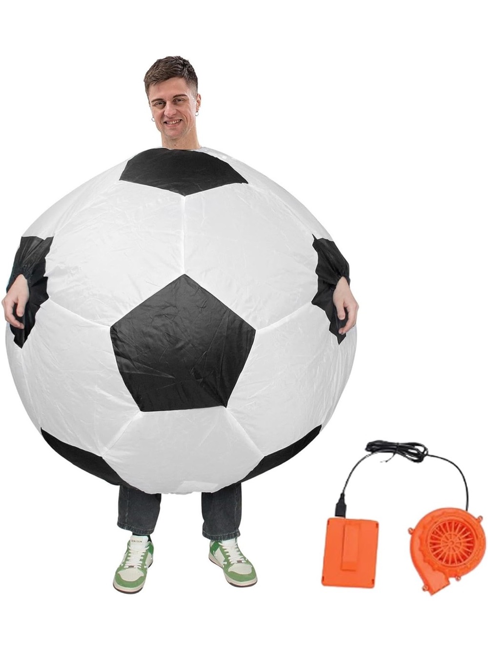 Inflatable Soccer Ball Costume - White & Black